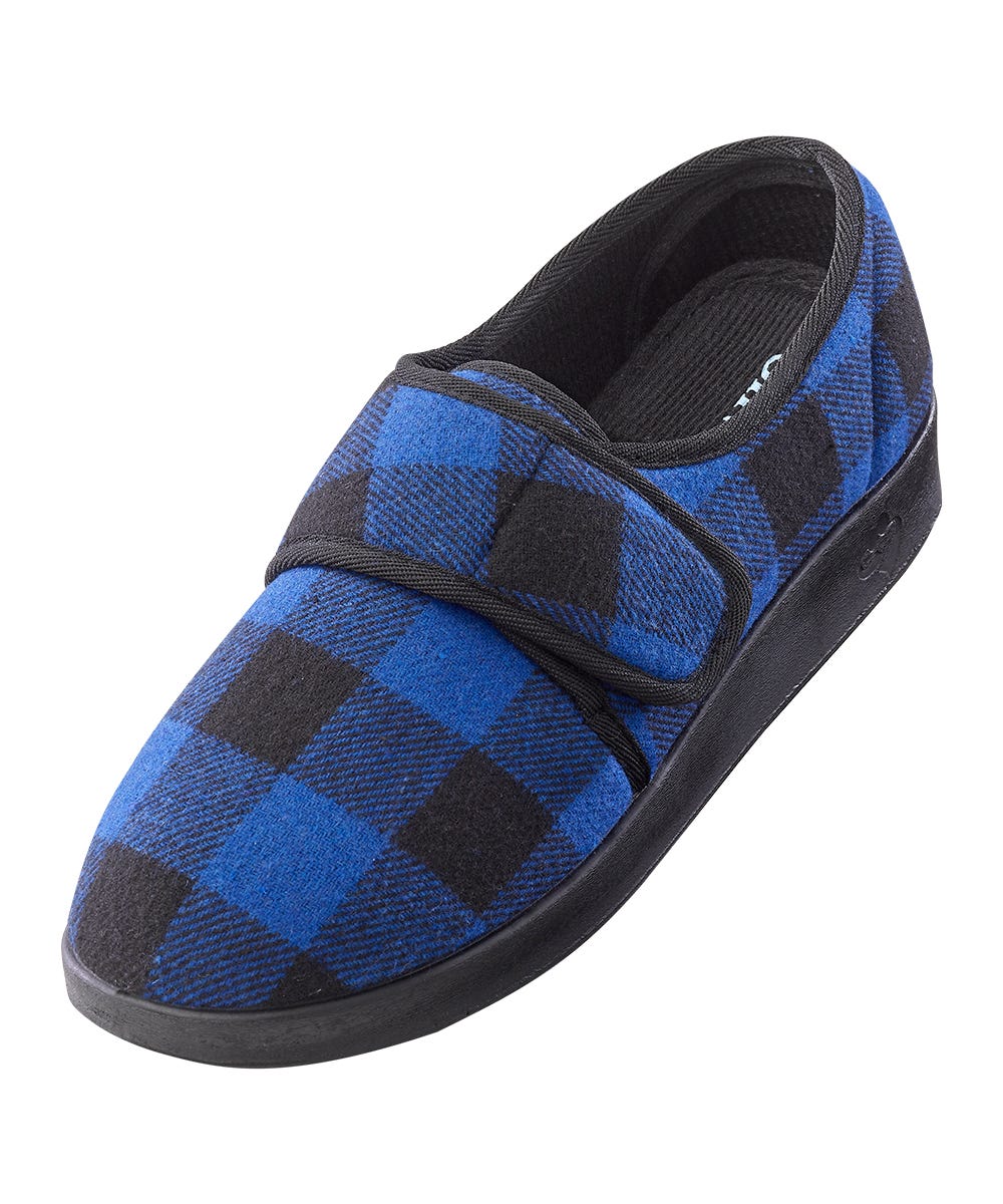 Men’s Soft Slippers with Easy Closures – Adjustable Fit (Regular to Extra Wide)