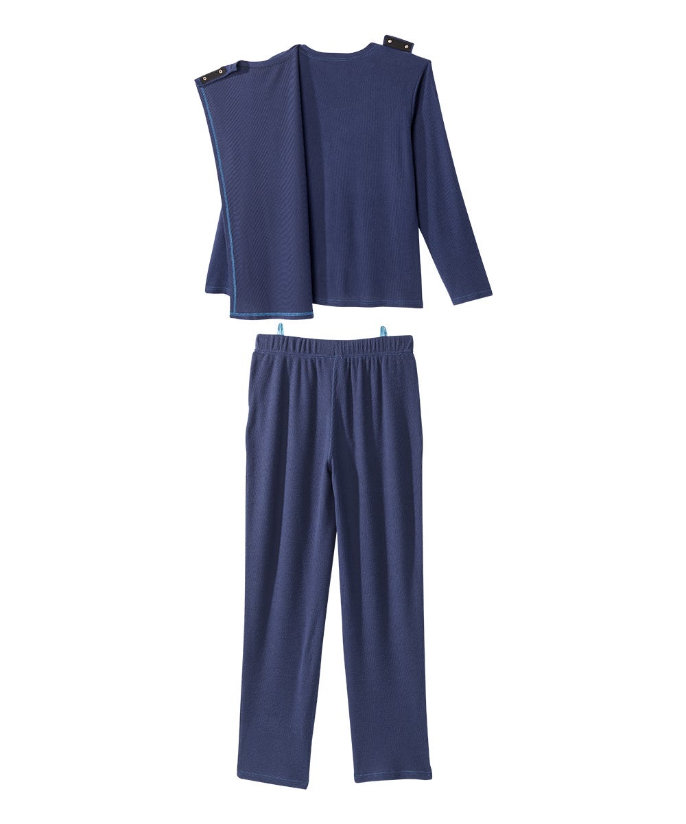 Men's Open Back Top & Pull-on Pant Waffle Knit Pajama Set