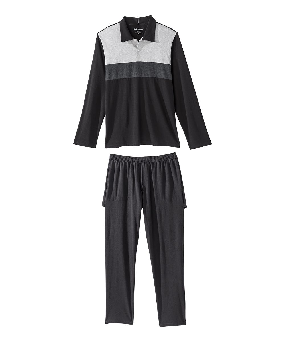 Men's Open Back Long Sleeve Polo & Open Back Pant Set - Clearance