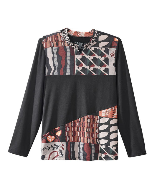 Women's Open Back Patchwork Top