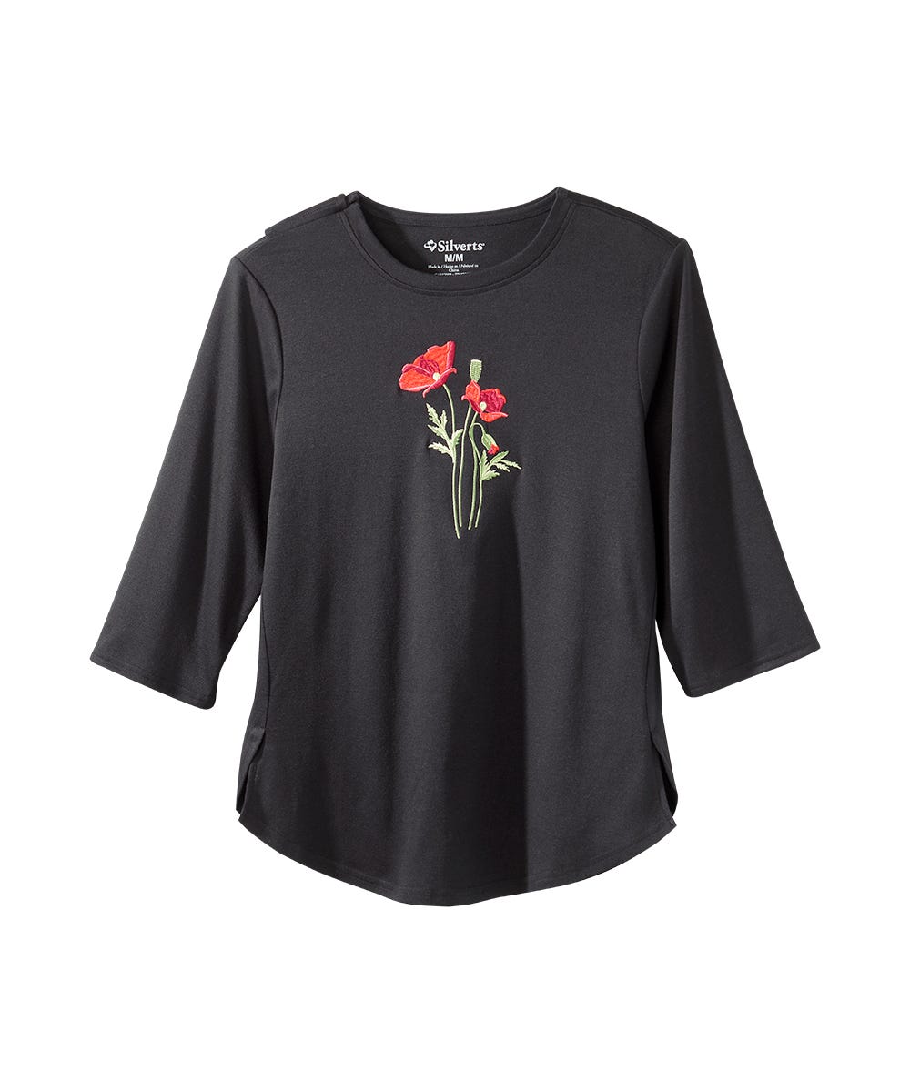 Women's Open Back Embroidered Flower Top