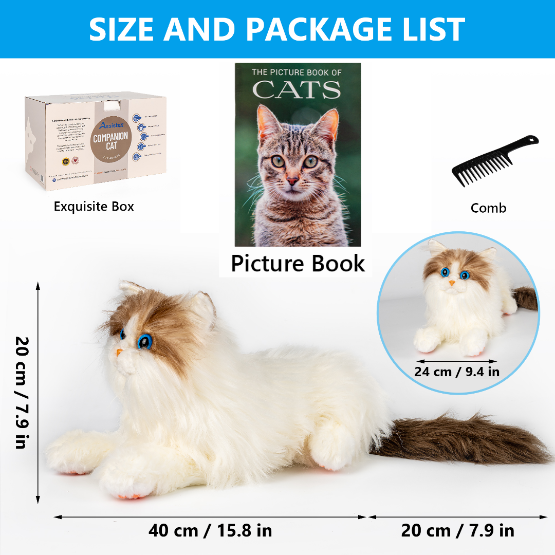 Assistex Therapy Cat Plush for Seniors with Dementia – Realistic Stuffed Animal Companion for Alzheimer’s, Memory Loss, Elderly Comfort – Soft, Calming, Lifelike Cat Toy